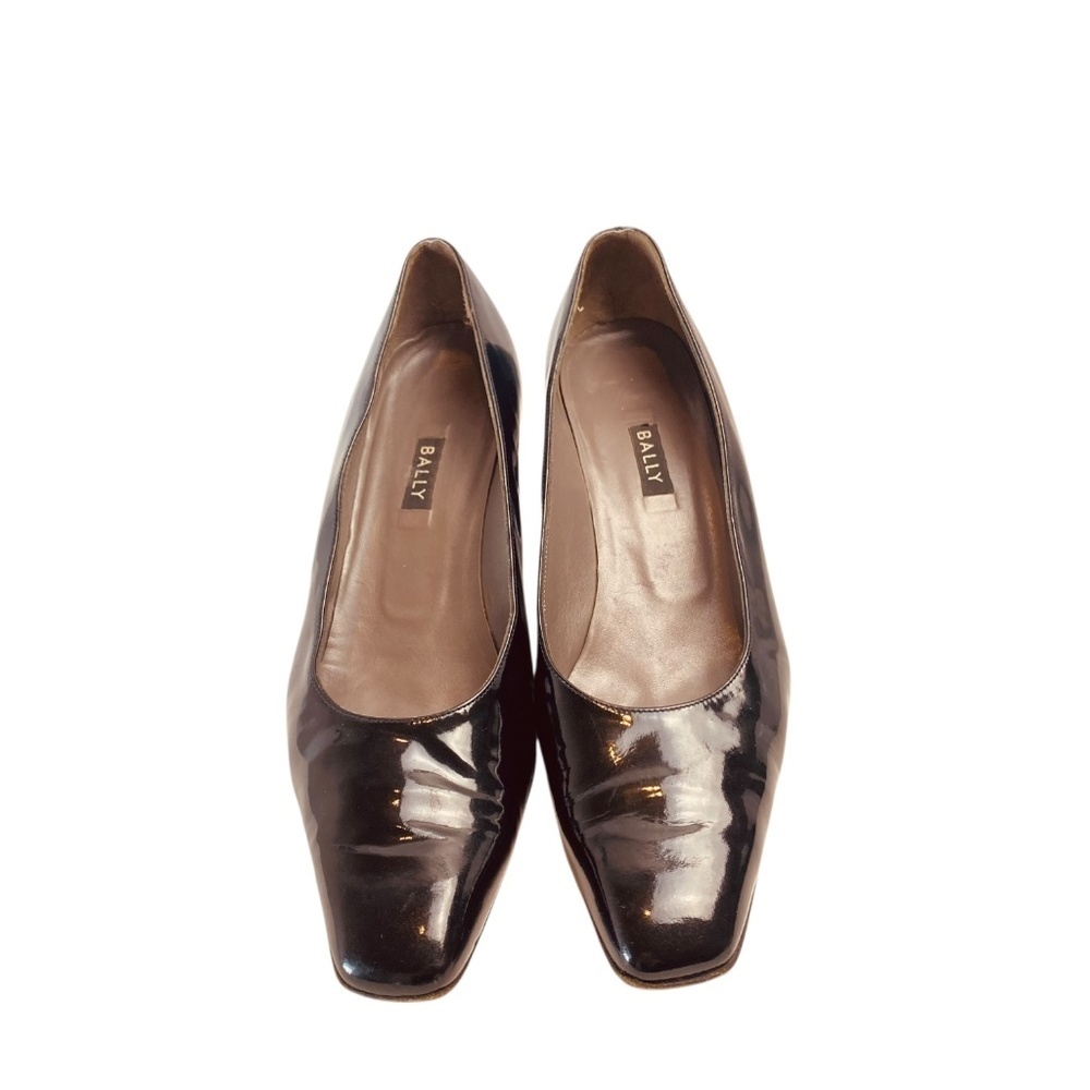 BALLY Vintage Women’s Patent Leather Uberta-05 Heels Square Toe In Black Size 8 - Picture 2 of 12